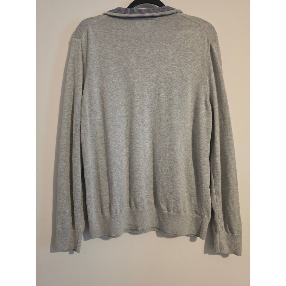 Nautica Quarter Zip Sweater Mens Medium Gray Knit Pullover Classic Preppy Logo - Picture 2 of 7